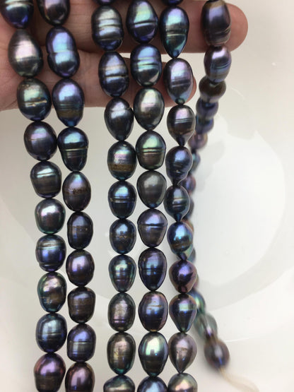 A+ 9.3-10.3mm tahitian like color big rice pearls,Cultured freshwater pearls beads,LR10-2A-20