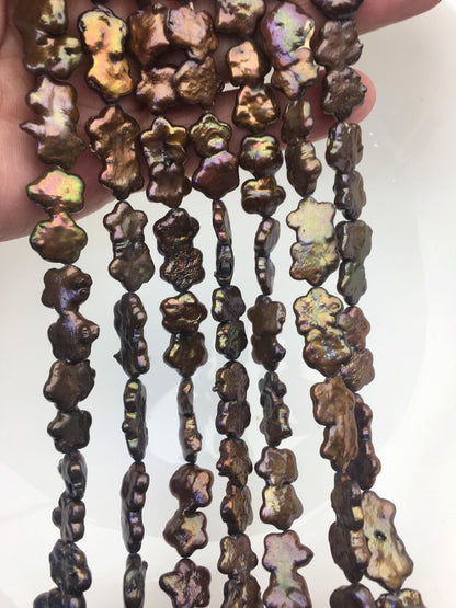 AA 10-12mm brown plum blossom Freshwater Pearl,ZS-119-27