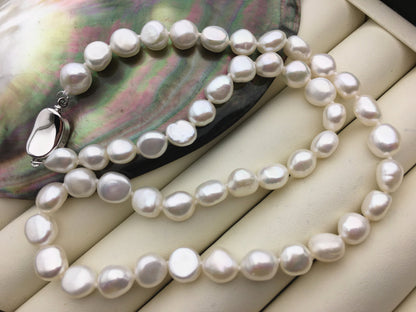 17'' AAA 7.3-8.4mm white freshwater pearl Necklace,Wedding Necklace, Love, Mothers Day,Happiness,NPN1-048