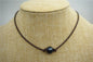 black pearl necklace, Freshwater pearl and leather necklace, Black pearl leather necklace, Pearl Choker, leather pearl necklace, Le1-016