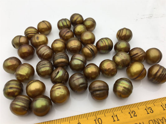 30pcs AA 12-13mm Brown Large potato freshwater pearl, dye brown color pearl, 2.2mm, 3mm large hole freshwater pearls, 30pcs, CR12-2A-21