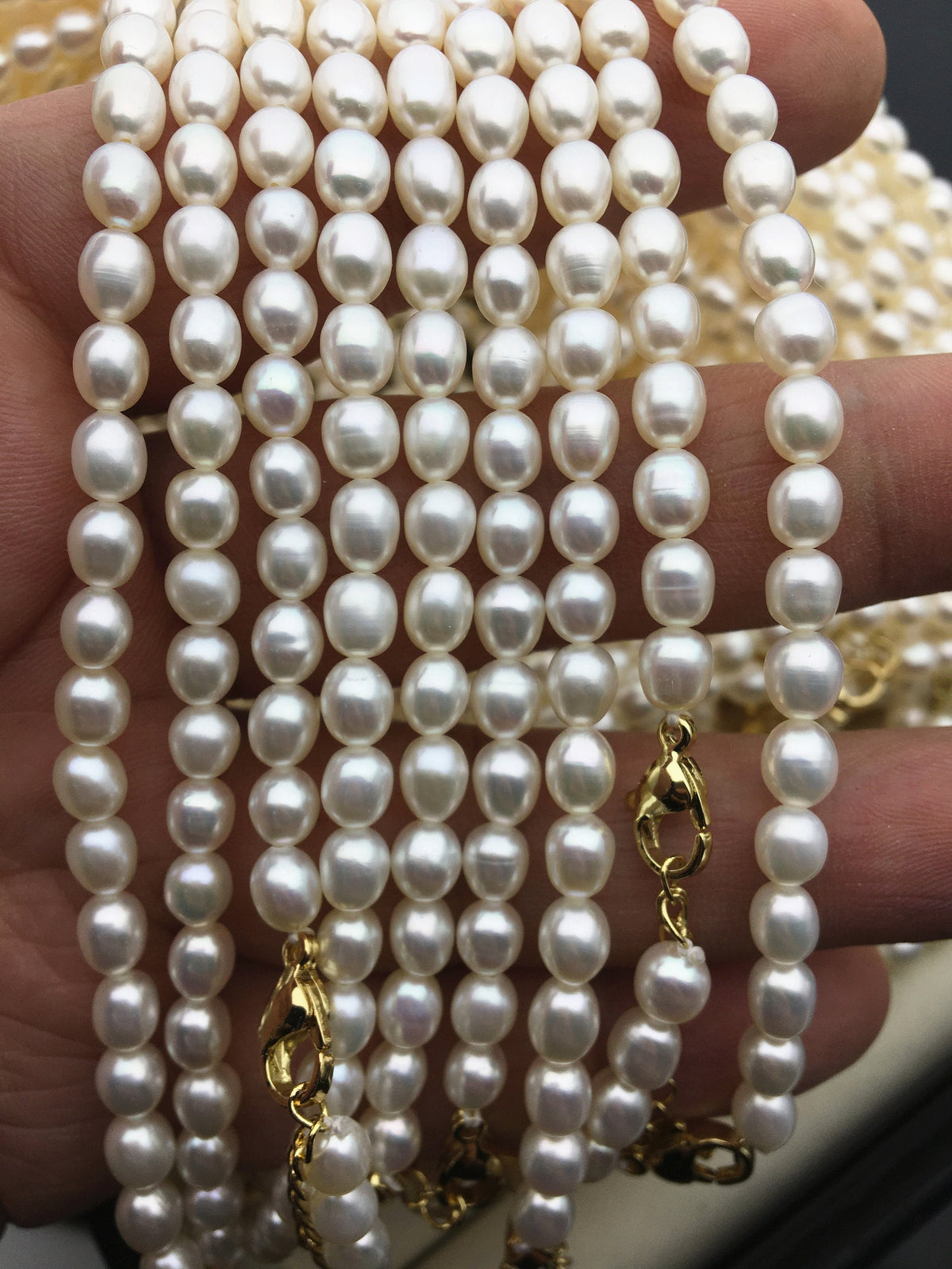 AAA 16+2'' 5.5-6mm white oval freshwater Pearl necklace, genuine freshwater Pearl necklace, Natural Pearl Necklace, NPN1-080