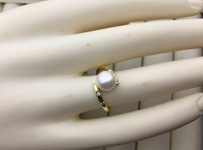 1pc AAA white Pearl Genuine Sterling silver ring, Silver Gold wedding rings for women, sterling silver 925 open ring jewellery, R1-007