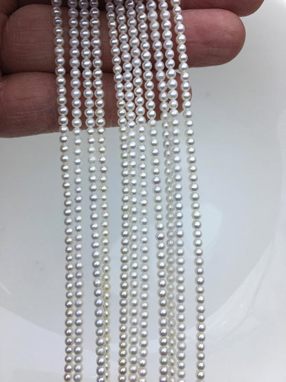 AAA 2.5-3mm tiny white round freshwater pearls,Rondelle pearl Beads,white freshwater pearl,loose strands,RP2-3A-16