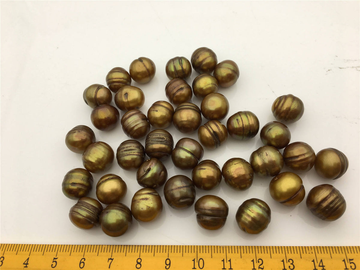 30pcs AA 12-13mm Brown Large potato freshwater pearl, dye brown color pearl, 2.2mm, 3mm large hole freshwater pearls, 30pcs, CR12-2A-21