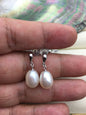 1 pair AAA 9-10mm white rice pearl dangle earrings,S925 Sterling Silver pearl earrings,pearl for women,SE3-096
