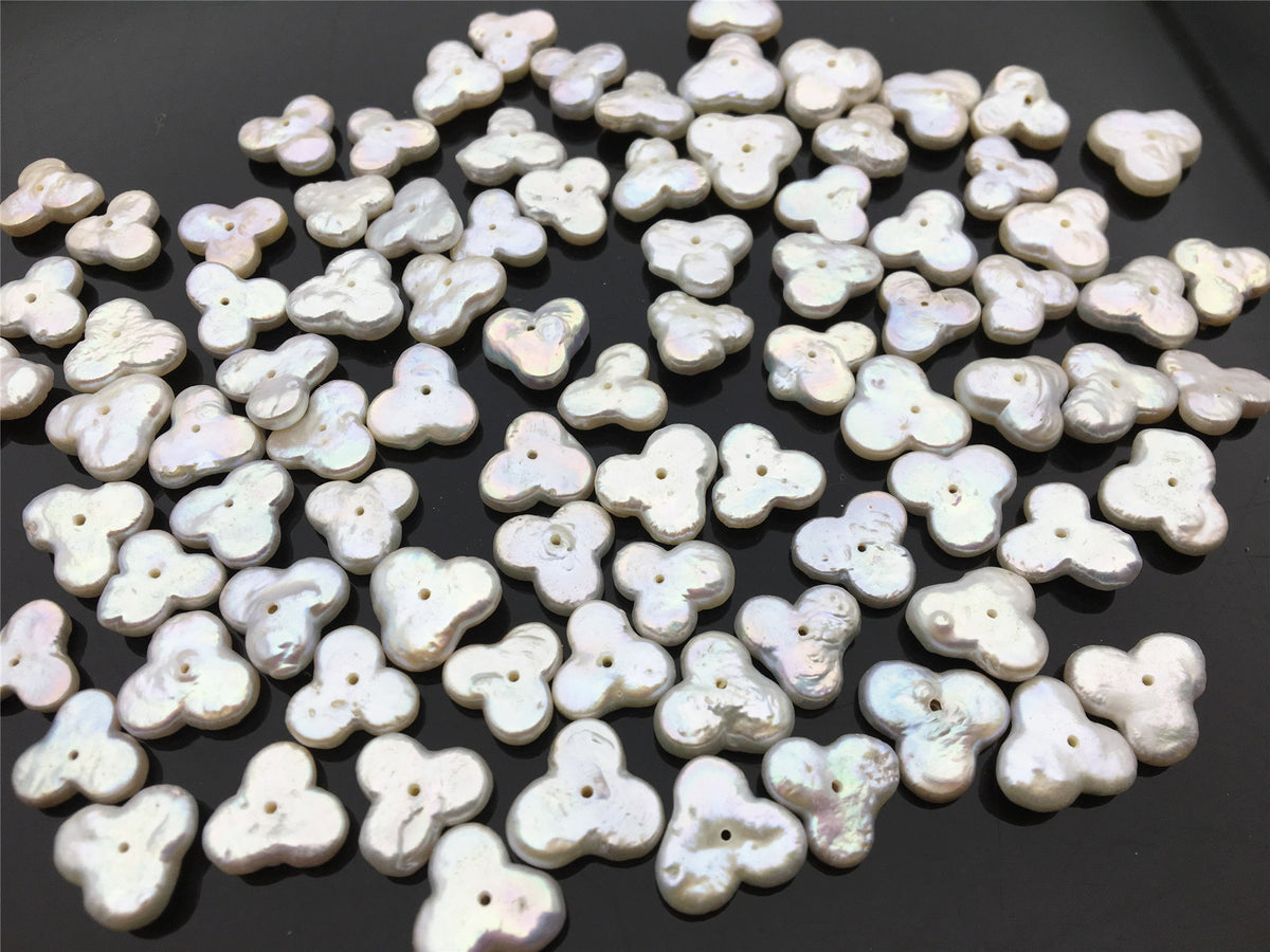5pcs AA 11-13mm Triangle Flower White Pearl, Freshwater pearl Butterfly, for your design, Cultured Pearls Maggie Designs, ZS-17-10