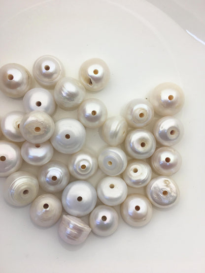 10pcs AA Very Big 15-16mm Big white button freshwater pearls,2.2mm large hole,SM15-2A-2