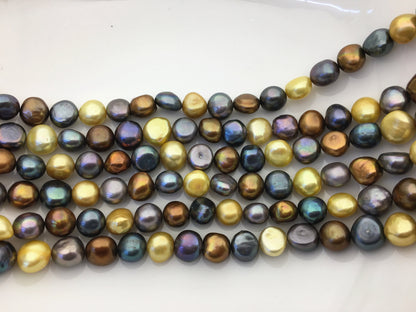 AA+ 11-12mm Misc Color Nugget pearls, full strand, gray pearl, yellow pearl, black pearl, loose pearl beads, high luster, LM11-T3