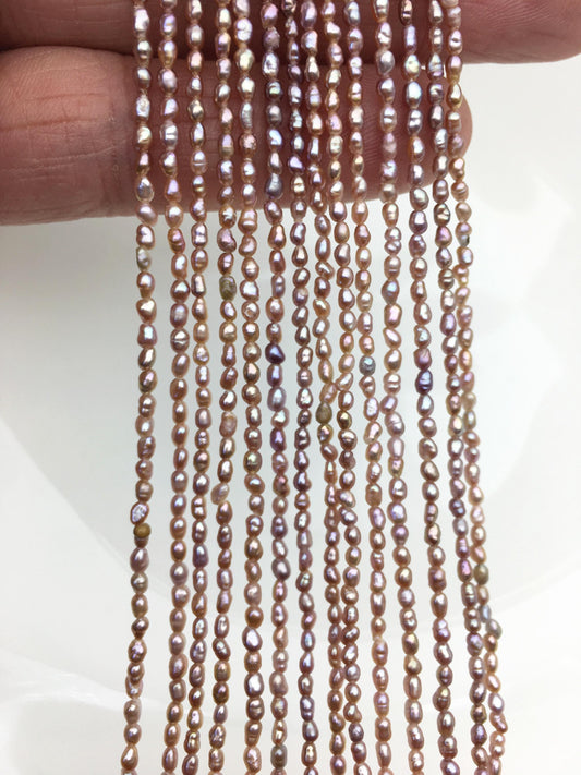 AA+ 2-2.2mm purple rice pearls, full strand, oval loose pearl beads, diy pearl, genuine pearl, Cultured pearl, diy pearl beads, LR2-2A-6