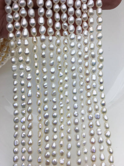 AAA 4-4.5mm Tiny white nugget freshwater pearls,irregular nugget freshwater pearl strand,LM4-3A-4