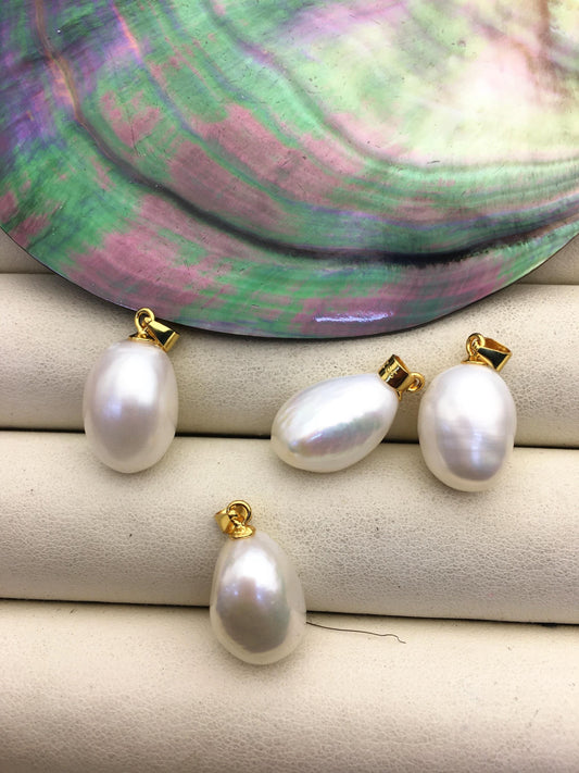 2pcs AAA 10.3-11.3mm White nugget rice pearl pendant , NC1-T6