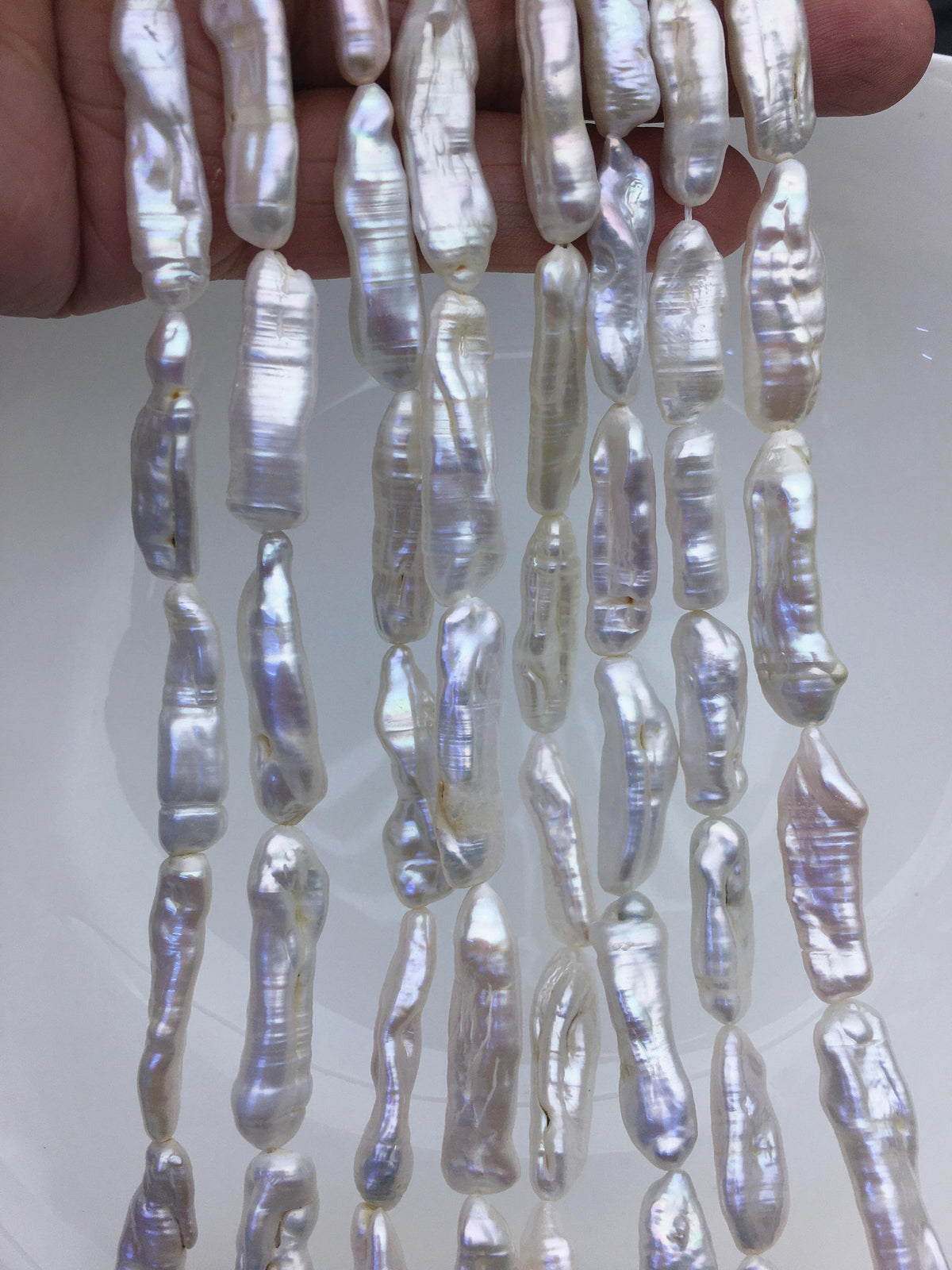 AA 6-9mm white Thick Keshi Biwa Pearl Necklace,ZS-200-120-5