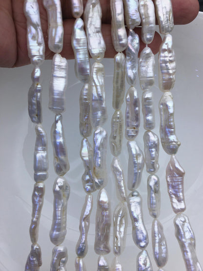 AA 6-9mm white Thick Keshi Biwa Pearl Necklace,ZS-200-120-5