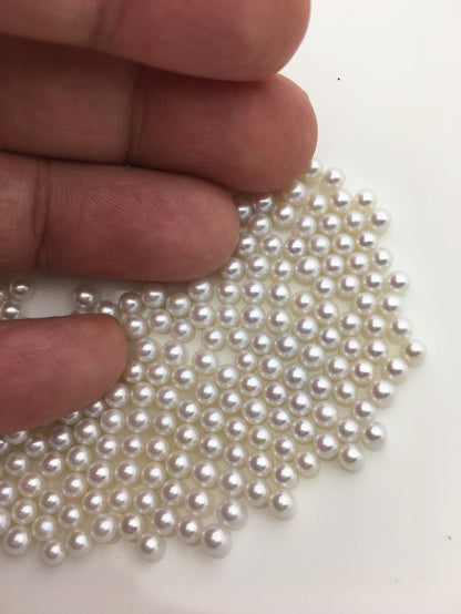 5pcs AAAA 3.5-4mm ROUND seed pearl, tiny pearls, white freshwater round loose pearl wholesale, tiny pearl supply, no hole, half drilled, RP3-4A-2