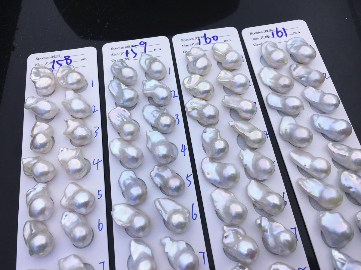 1 pair AAA 13-15x18-22mm Big White Flame ball Pearl Pairs-large Baroque freshwater pearl pairs,FL15-3A-8-67