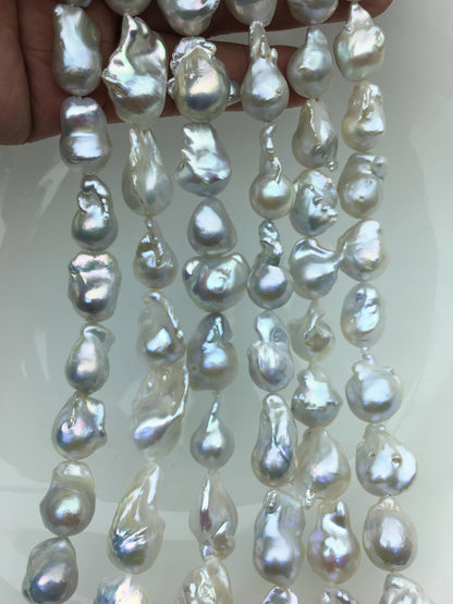 15.5'' AA+ 12-15mm White flame ball pearl,FL15-2A-5-3