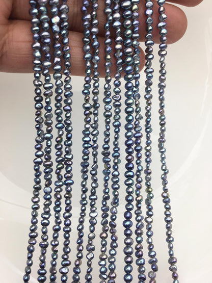 AAA 2-3mm black blue nugget seed pearls, irregular nugget freshwater pearl strand, cheap price, pearl factory china, LM2-3A-4