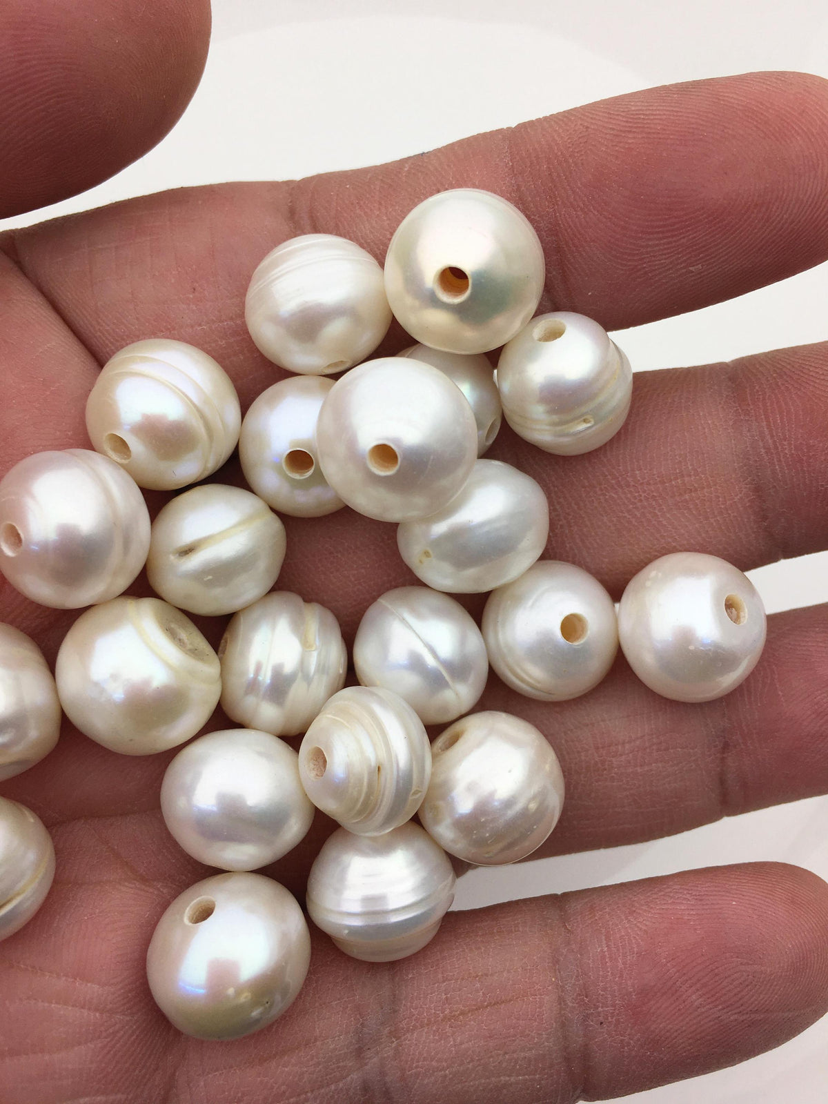20pcs AA+ 12-13mm Big Thick white button round freshwater pearls, 2.2mm large hole, Rondelle pearl Beads, loose freshwater pearl, SM12-2A-2