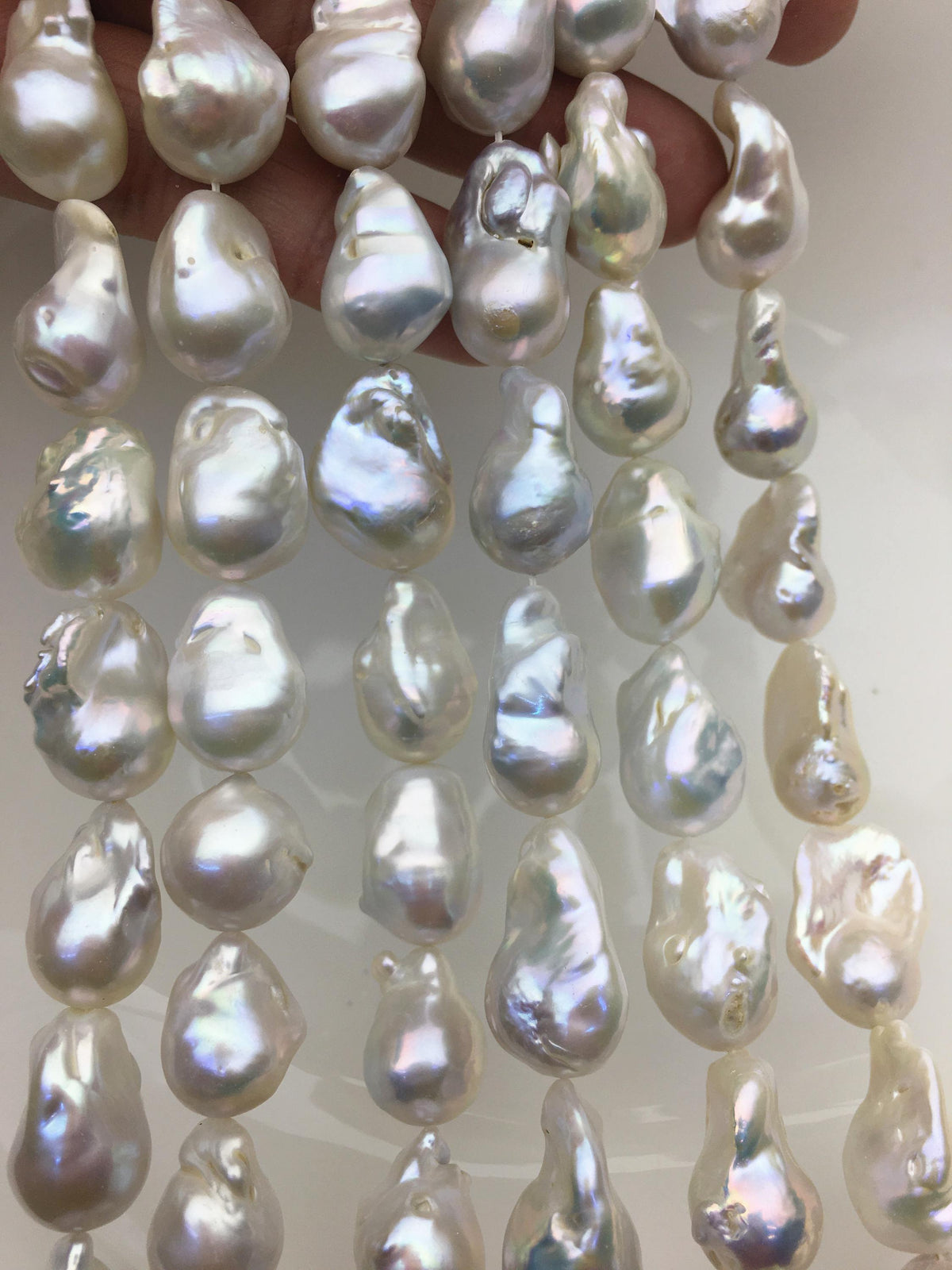 15.5'' AA 13-16mm white flame ball pearl,FL15-2A-5-18