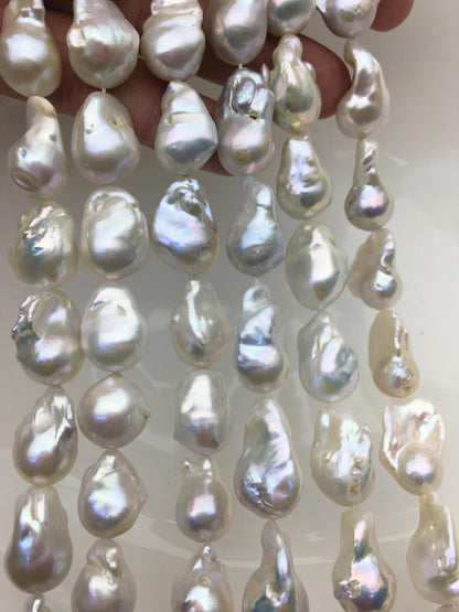 15.5'' AA 13-16mm white flame ball pearl,FL15-2A-5-18