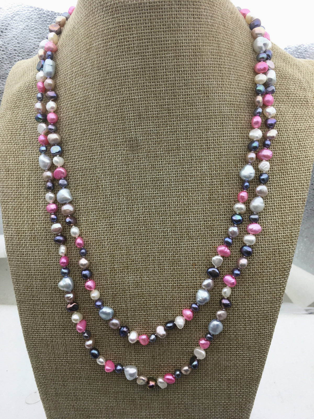 48'' AAA 4-9mm misc color nugget freshwater pearl Necklace,NPN1-120