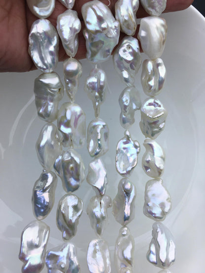 AA+ 14-16mm white thick twist keshi Freshwater Pearl, DIY Loose Freshwater Pearl, wholesale price, china wholesale pearl, ZS-200-113