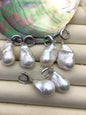 1 pair AAA 13-17mm white flame ball pearl hook earrings, sterling silver, earring with white baroque Natural Pearl, SE3-031-22