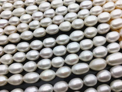 AA+ 9.4-10.4mm*12.5-16mm white long rice freshwater pearls,LR10-2A-2
