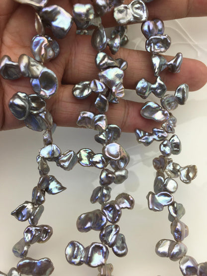 AAA 7-9mm gray Keshi Freshwater Pearls,two-eight top drill hole,ZS-129-12