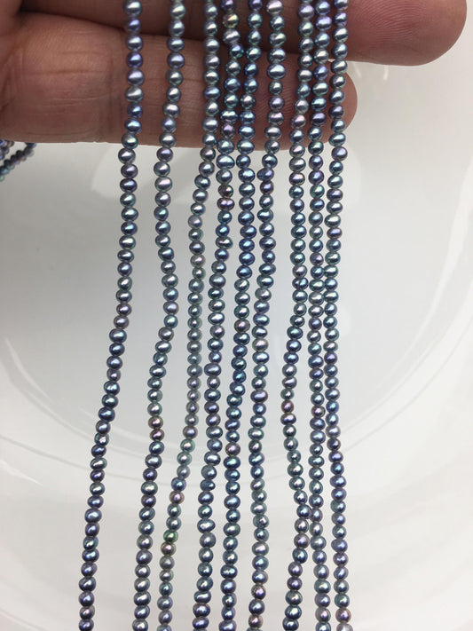 AAA 2.5-3mm black blue seed potato freshwater pearls, seed pearl, small size pearls bead wholesale, CR2-3A-5