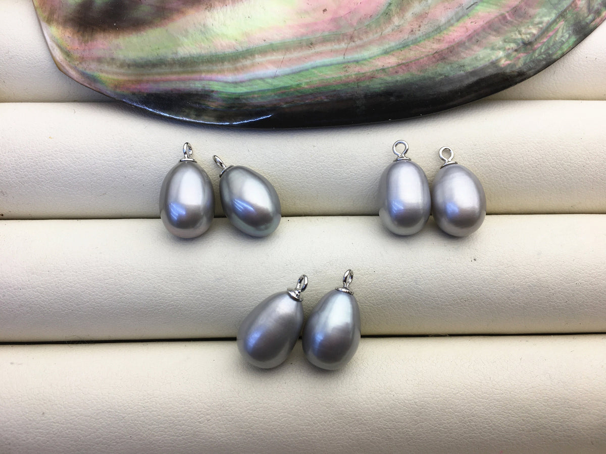 AAA 9mm Gray long rice pearl dangle earrings,S925 Sterling Silver pearl earrings,pearl for women,SE3-T25