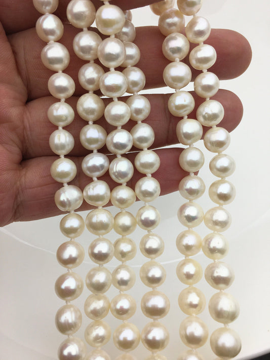 52'' 8mm white near round freshwater pearl Necklace,white Pearl necklace,NPN1-T14