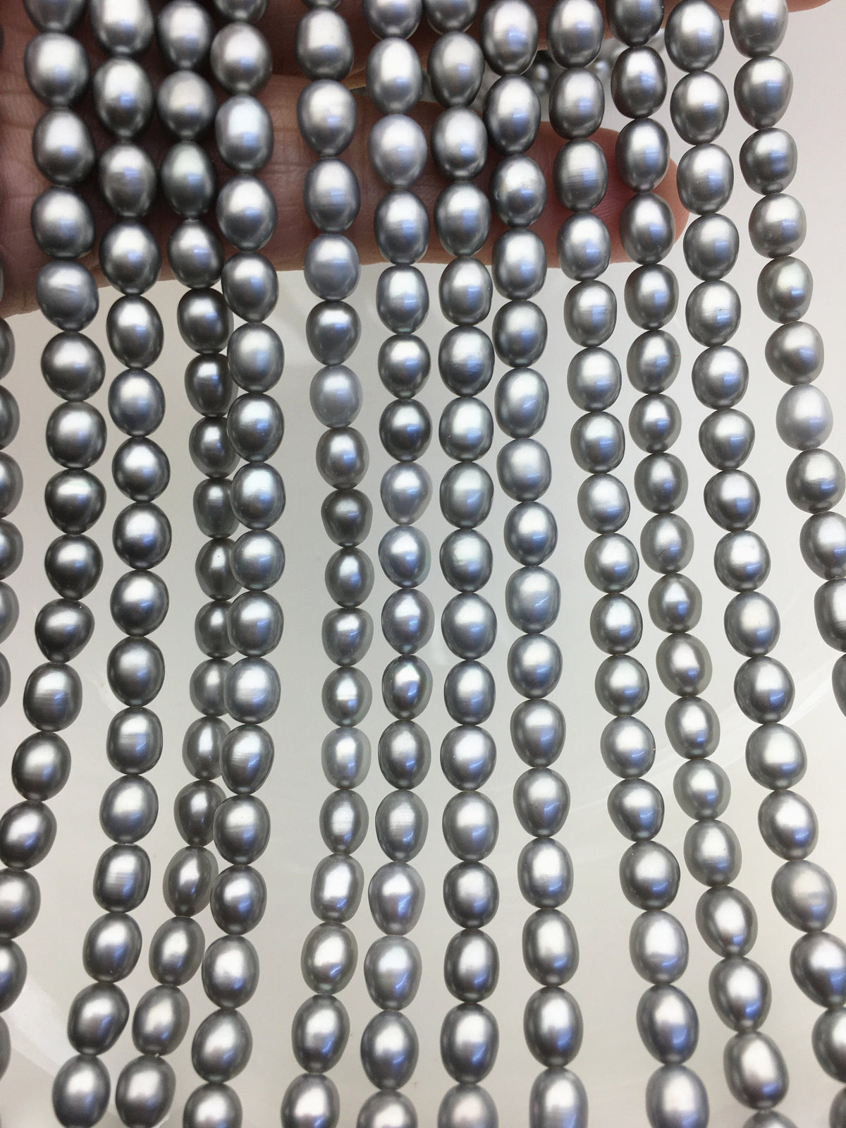 AAA 5.5-6mm gray oval rice freshwater pearls,genuine freshwater beads,Cultured freshwater pearls beads,LR5-3A-57