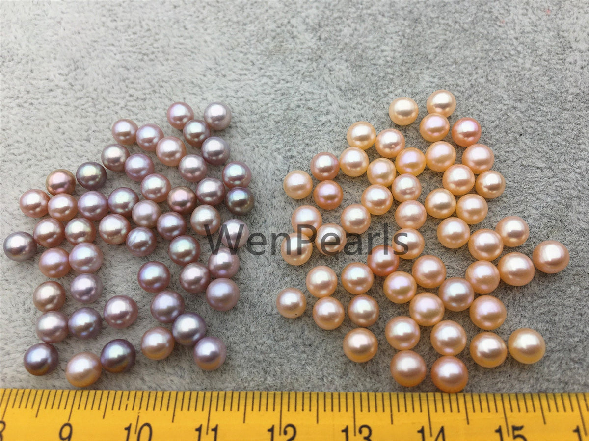 5pcs AAA 4.5-5mm pink/purple seed pearl bead, small freshwater round loose pearl wholesale, tiny pearl supply, half hole, no hole, RP4-3A-3