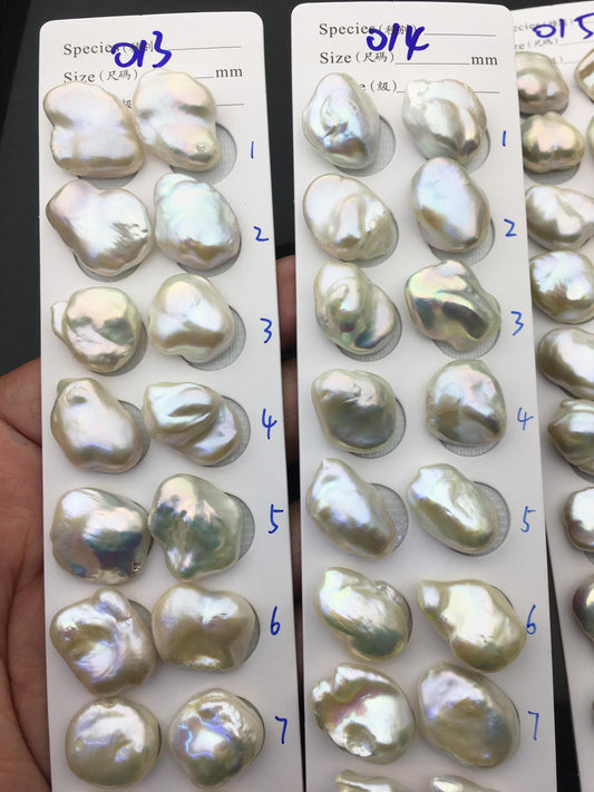 1 pair AAA 14-18x17-21mm White Baroque Pearl Pairs,Baroque Cultured Freshwater Pearl,no hole,FL15-3A-9-4