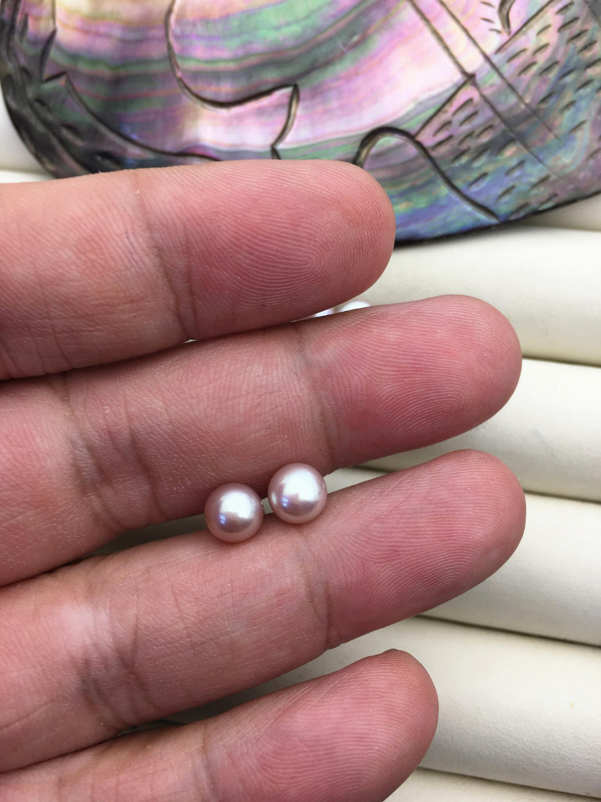 1 pair AAA 6-7mm purple Pearl Stud Earrings, pearl earrings,S925 Sterling Silver,Wedding,classic pearl studs,SE1-001