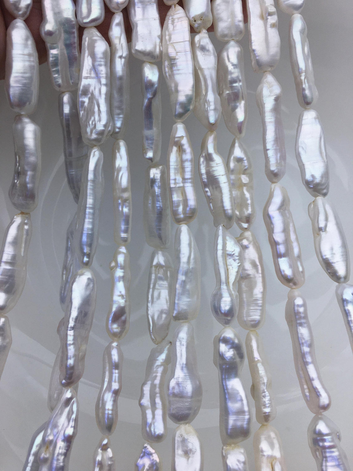 AA+ 7-11mm white Thick Keshi Biwa Pearl Necklace,ZS-200-120-7
