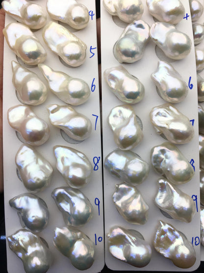 1 pair AAA 14-18x20-28mm White Flame ball Pearl Pairs-0.9mm top half hole-large Baroque freshwater pearl pairs, Fire Ball Pearl, FL15-3A-8-43