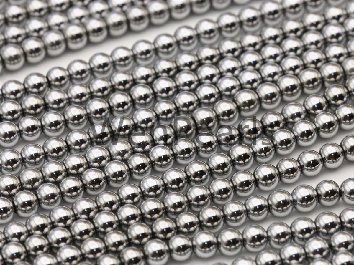 Hematite silver Gray 4mm Smooth Round,AAA, 105pcs,15.5 inches,G50-R4-002