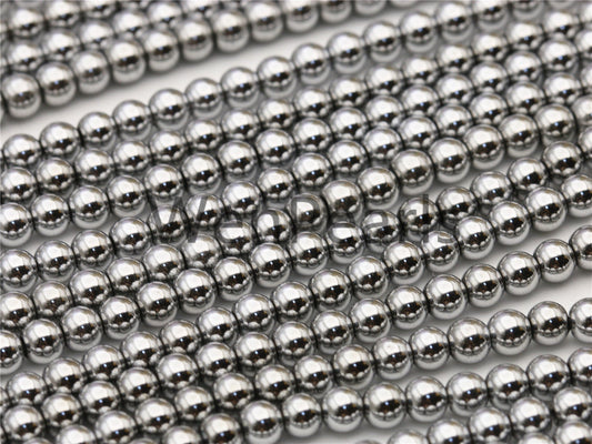 Hematite silver Gray 4mm Smooth Round,AAA, 105pcs,15.5 inches,G50-R4-002