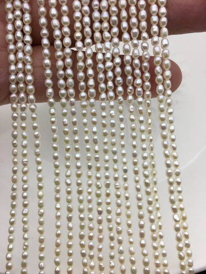 AAA 2.5-2.7x3.6-4.9mm white rice pearls, oval loose pearl beads, diy pearl, genuine pearl, Cultured pearl, diy pearl beads, LR2-3A-23
