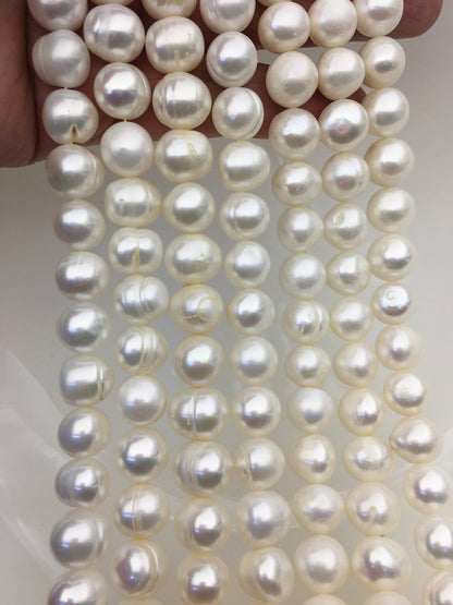 AA 10.4-11mm white Near Round potato freshwater pearls, 1.5mm, 2.0mm, 2.2mm, 2.5mm, 3.0mm big hole, pearl for DIY, CR10-2A-SLWc-1