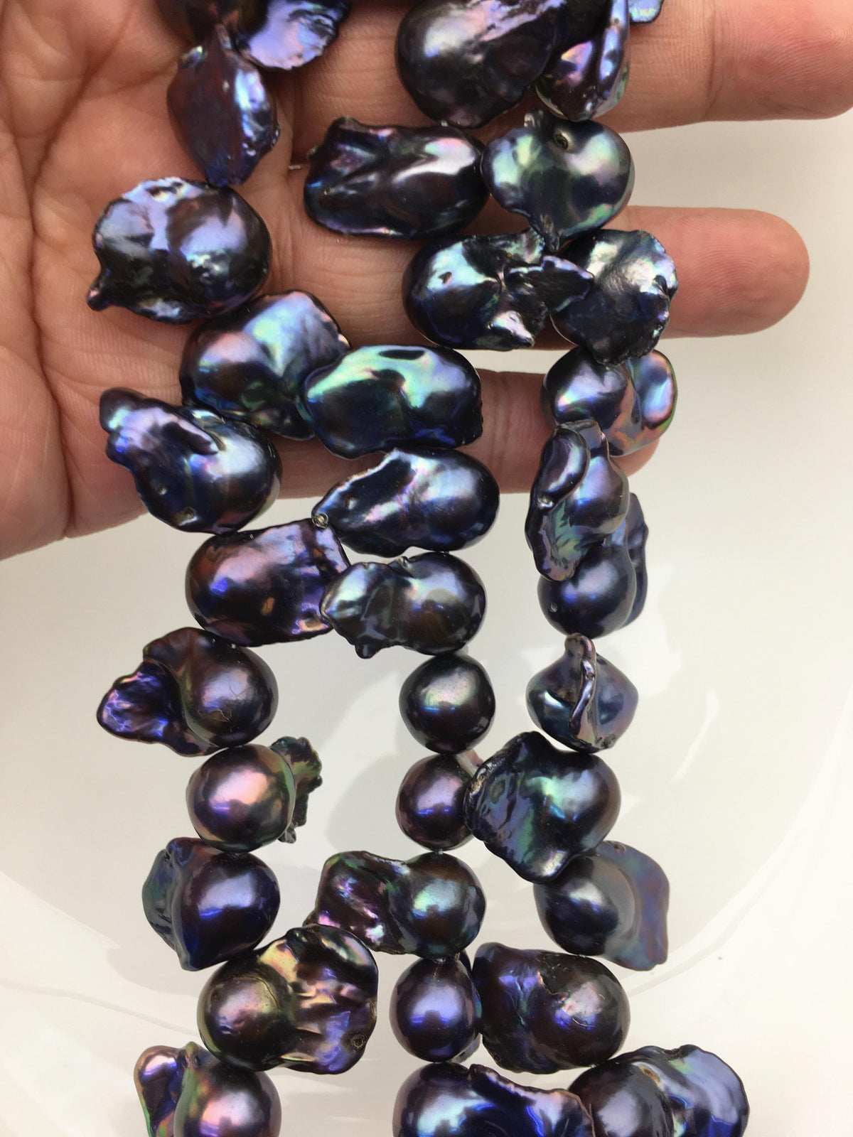 15.5'' AA+ 12-17mm black blue flame ball pearl,FL15-2A-5-50
