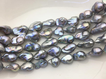 15.5'' AA+ 13-16mm Gray flame ball pearl,FL15-2A-5-25
