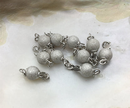 6/8/10mm Sterling Silver Frosted Bead Safety Clasp,S925 sterling silver,Select Size,WHOLESALE,ASL-CL-003