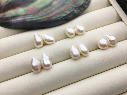 2 pairs AAA 9mm Tear Point White Nugget baroque loose pearl pairs for dangle earrings - Freshwater Pearls earrings - ZS-103-37-40