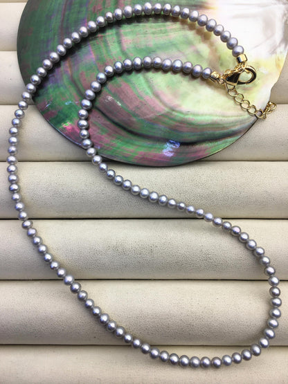 16+2'' AA+ 3-3.5mm gray tiny small round pearl choker Necklace, Wedding Necklace, wholesale, NPN1-T58