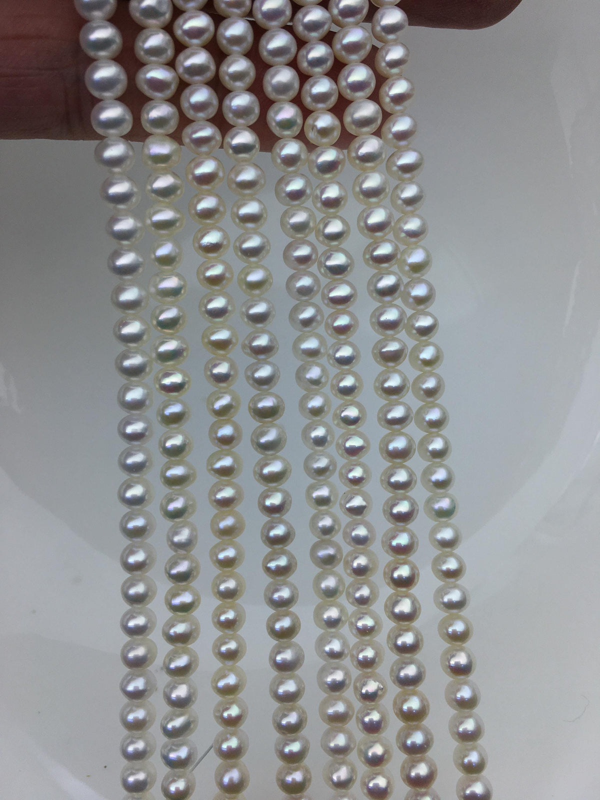 High Luster!AAA 4.5-5mm tiny white button round pearls, full strand, Rondelle pearl Beads, white freshwater pearl, loose strands, SM4-3A-44