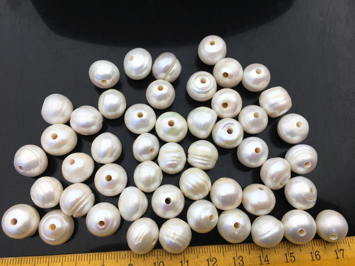 20pcs AA+ 12-13mm Big Thick white button round freshwater pearls, 2.2mm large hole, Rondelle pearl Beads, loose freshwater pearl, SM12-2A-2